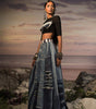 Cropped Lycra Top With Ripped Denim Lehenga