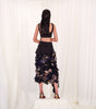 Silk skirt with cut outs and 3D floral details