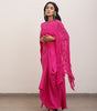 Pink Silk Draped Dupatta Cape With Crop Top And Pick Up Skirt