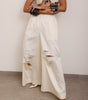 Cotton Broad Pants With Deconstructed Details