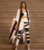 Striper Cape With Crop Top And Pants