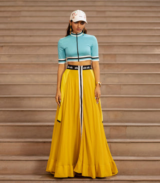 Lehenga Skirt And Top With Sporty Detail