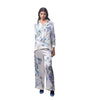 Printed Silk Shirt With Pajama Pajama Pants With Denim Details