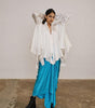 Asymmetrical silk blouse with silk draped skirt