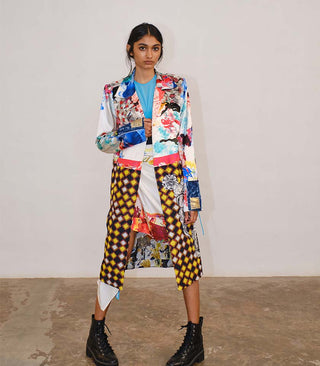 Printed silk embroidered jacket
