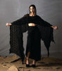 Silk draped dupatta cape with crop top and pick up skirt